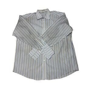 Faconnable Mens Striped Dress Shirt Long Sleeve French Cuff Button Up 18 1/2 XXL